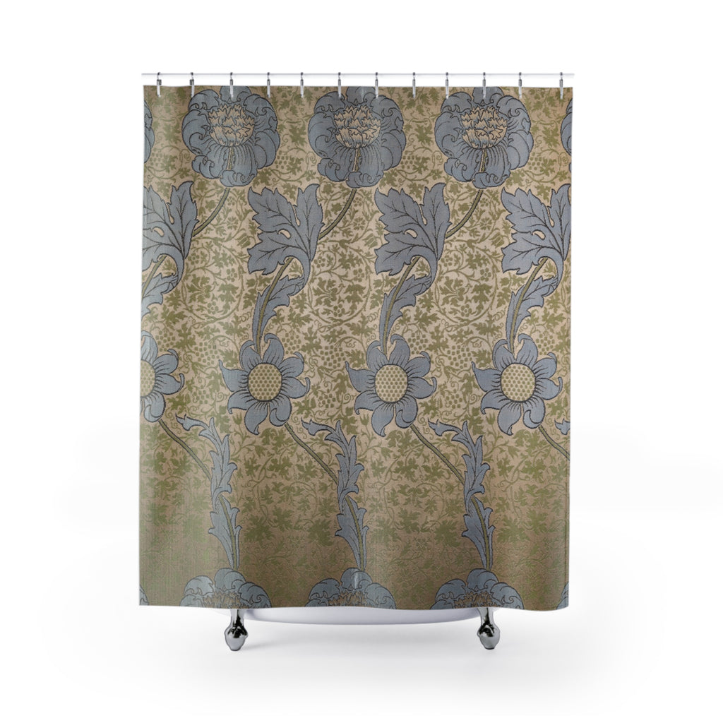 Morris Kennet Shower Curtain – Indigo Sunflower Botanical