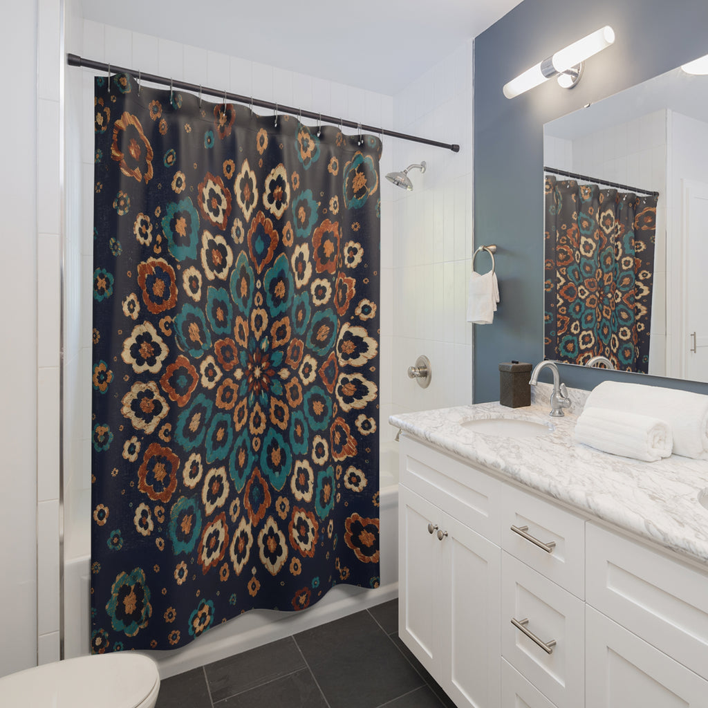 Midnight Leopard Rosette Medallion Shower Curtain