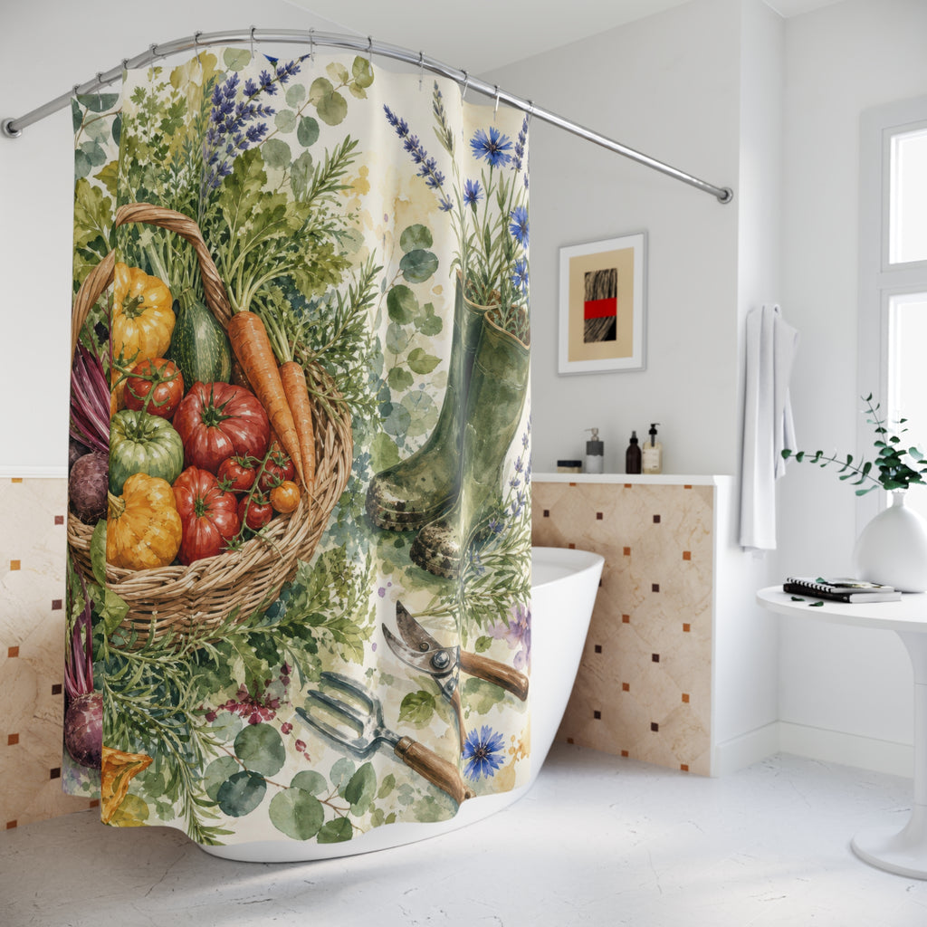 Watercolor Garden Harvest Shower Curtain