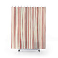Skinny Red Line Shower Curtain, Red Ivory Classic Bathroom Decor, Modern Stripe Bath Curtain, Guest Bath Decor, Small Bathroom Decor
