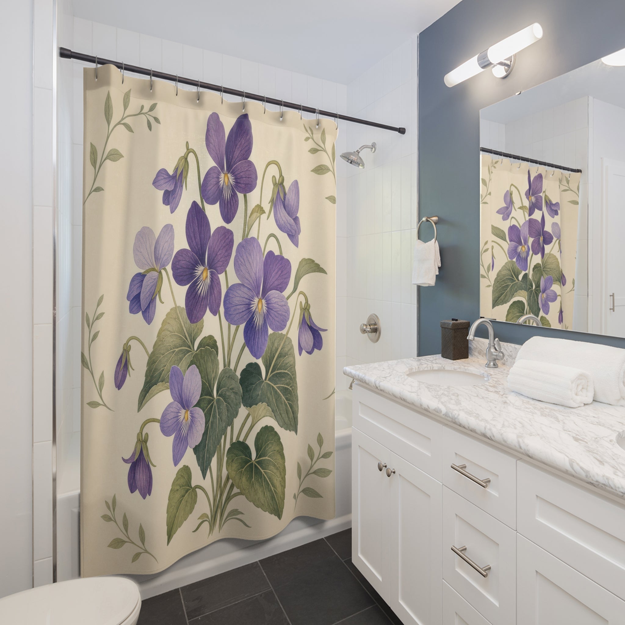 Violet Flower Purple Floral Shower Curtain