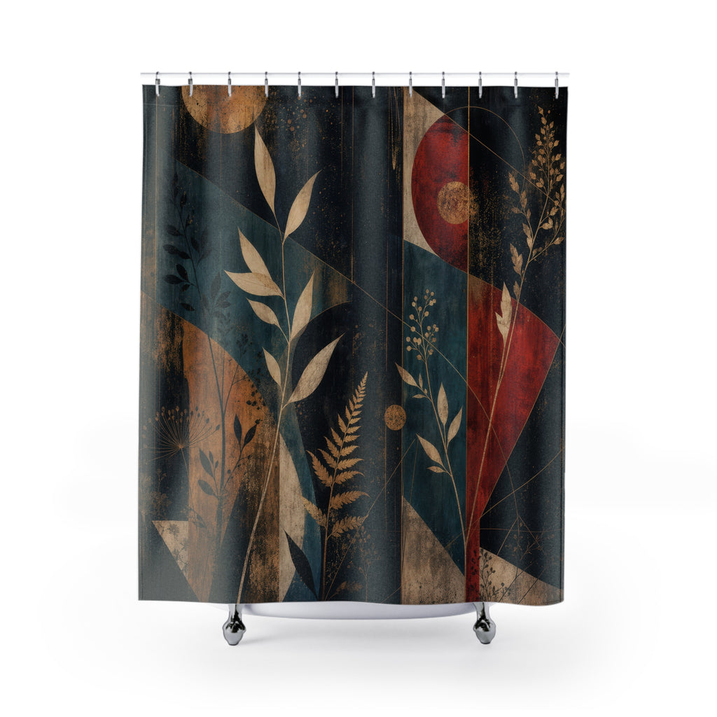 Dark Art Deco Botanical Shower Curtain