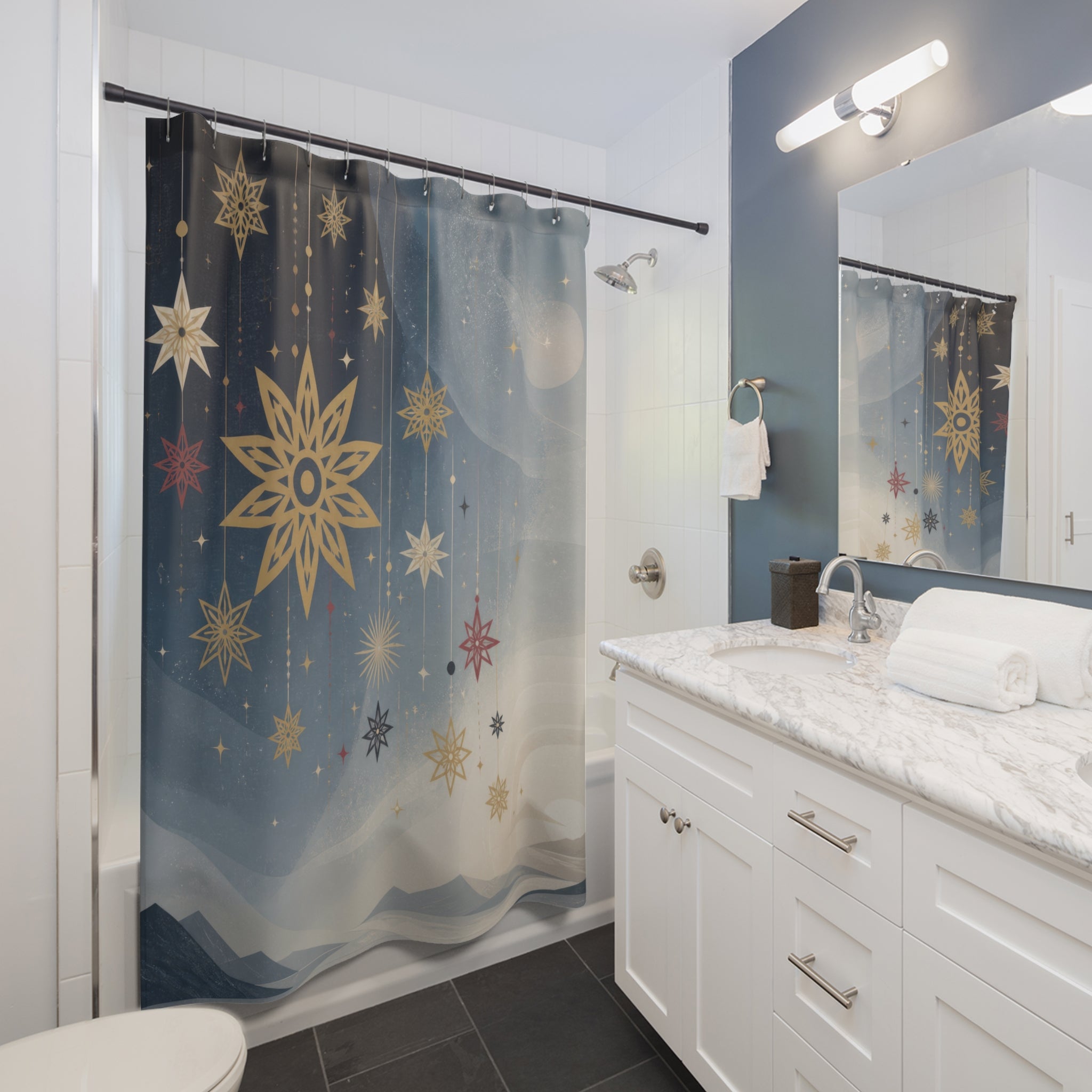 Nordic Holiday Constellation Shower Curtain