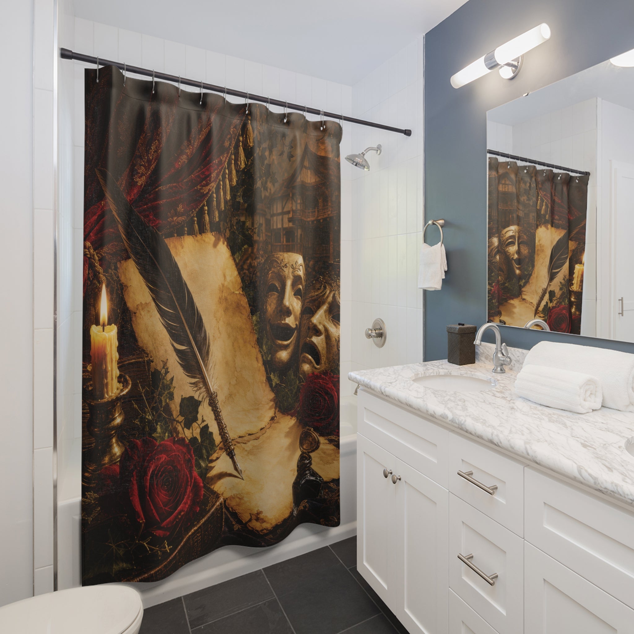 Shakespeare Shower Curtain: Vintage Theatre Book