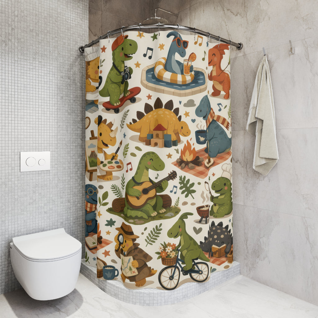 Whimsical Dinosaur Shower Curtain