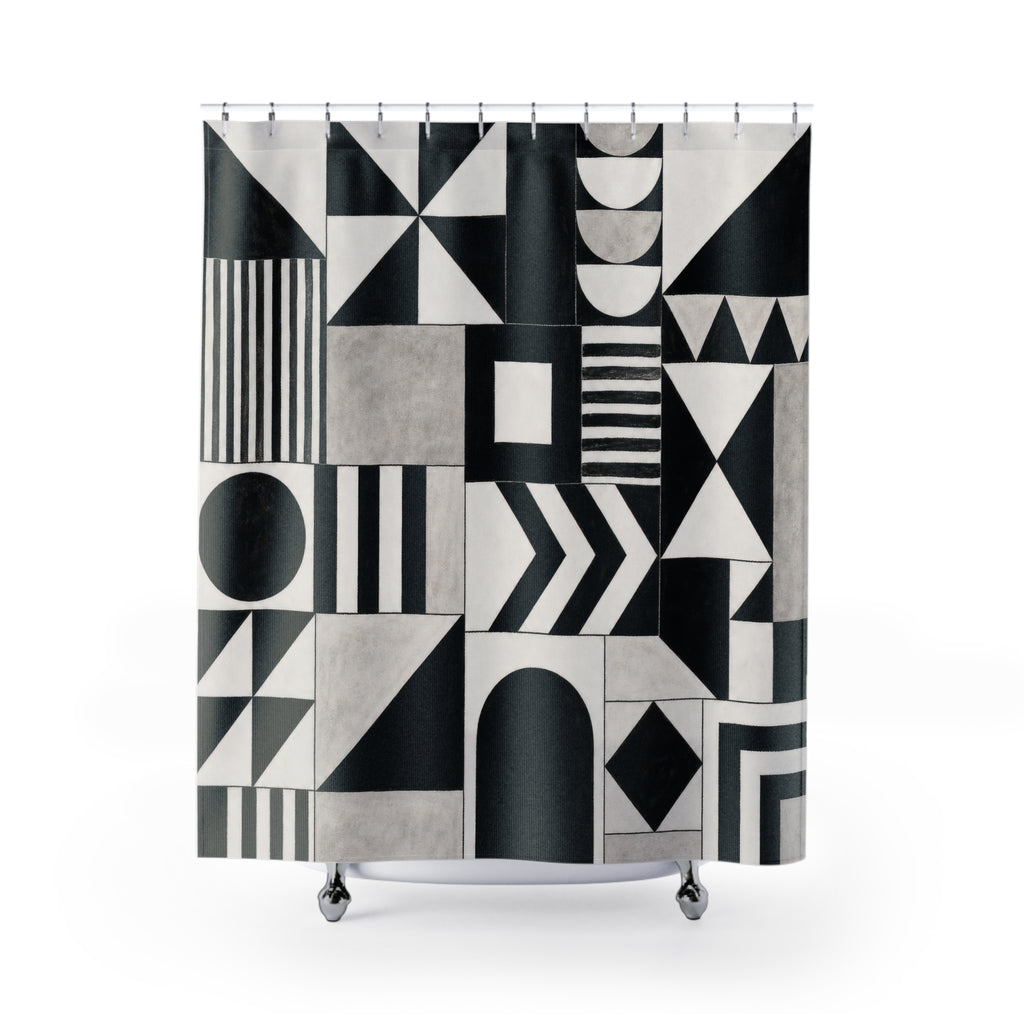 Black White Tile Shower Curtain