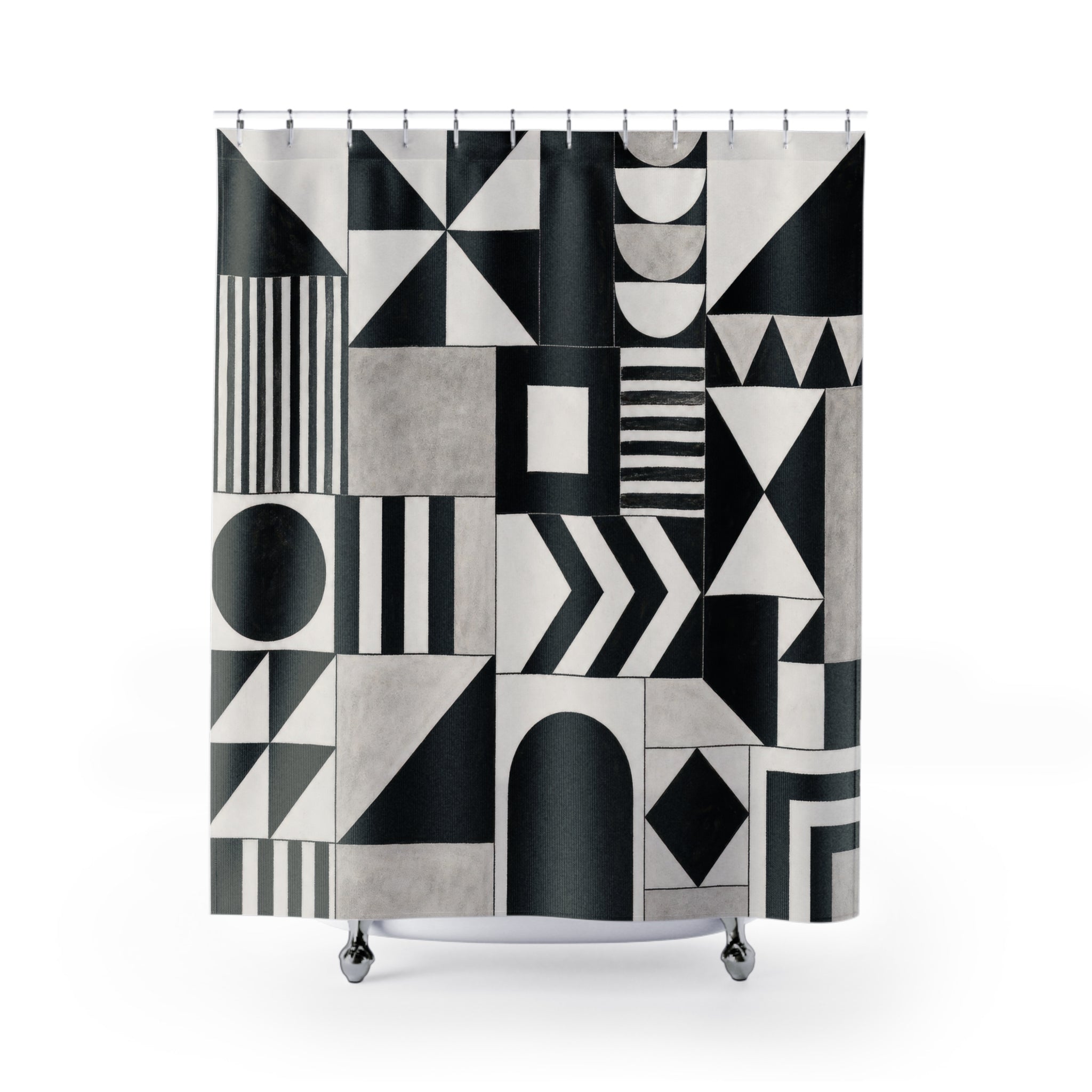 Black White Tile Shower Curtain