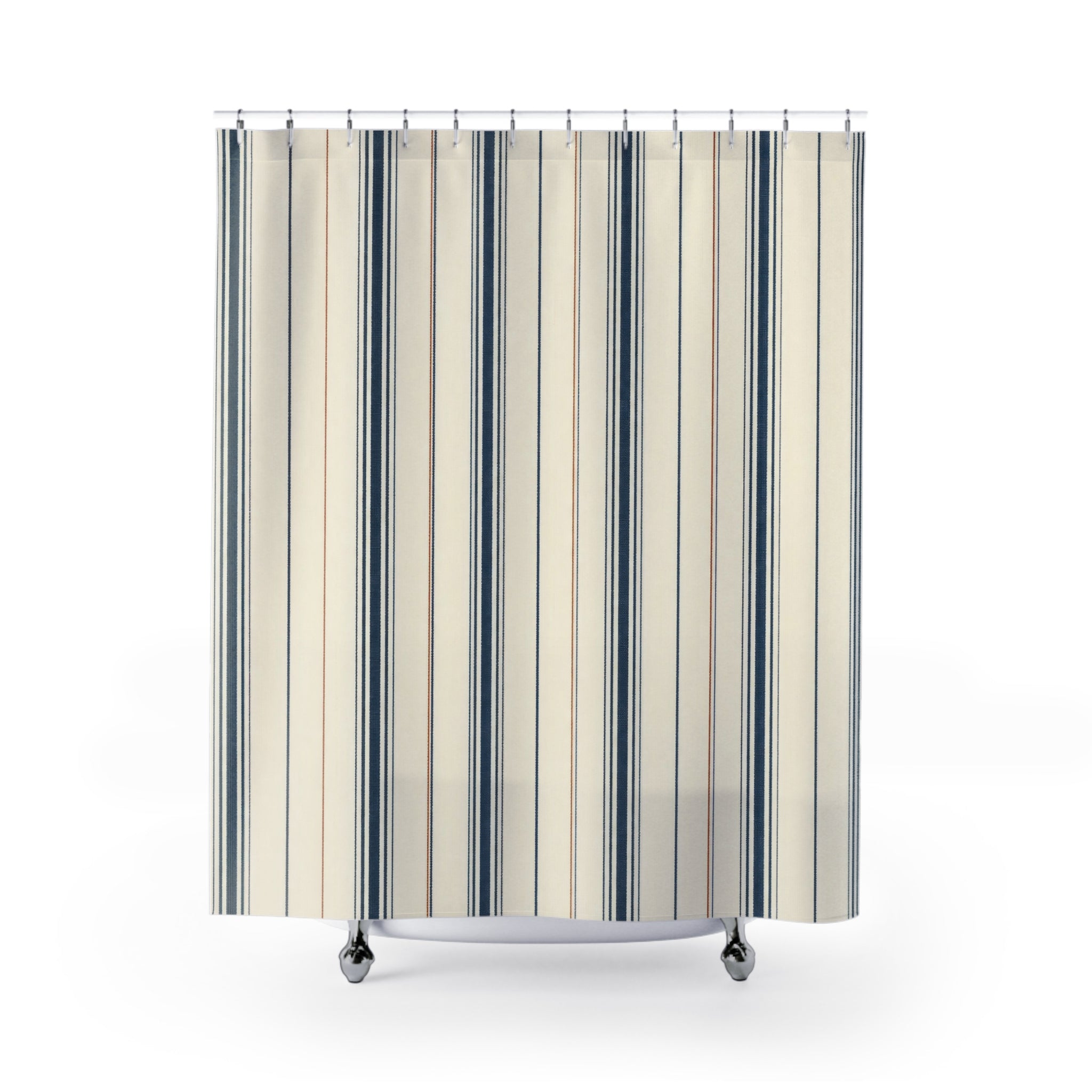 Blue Farmhouse Stripe Shower Curtain