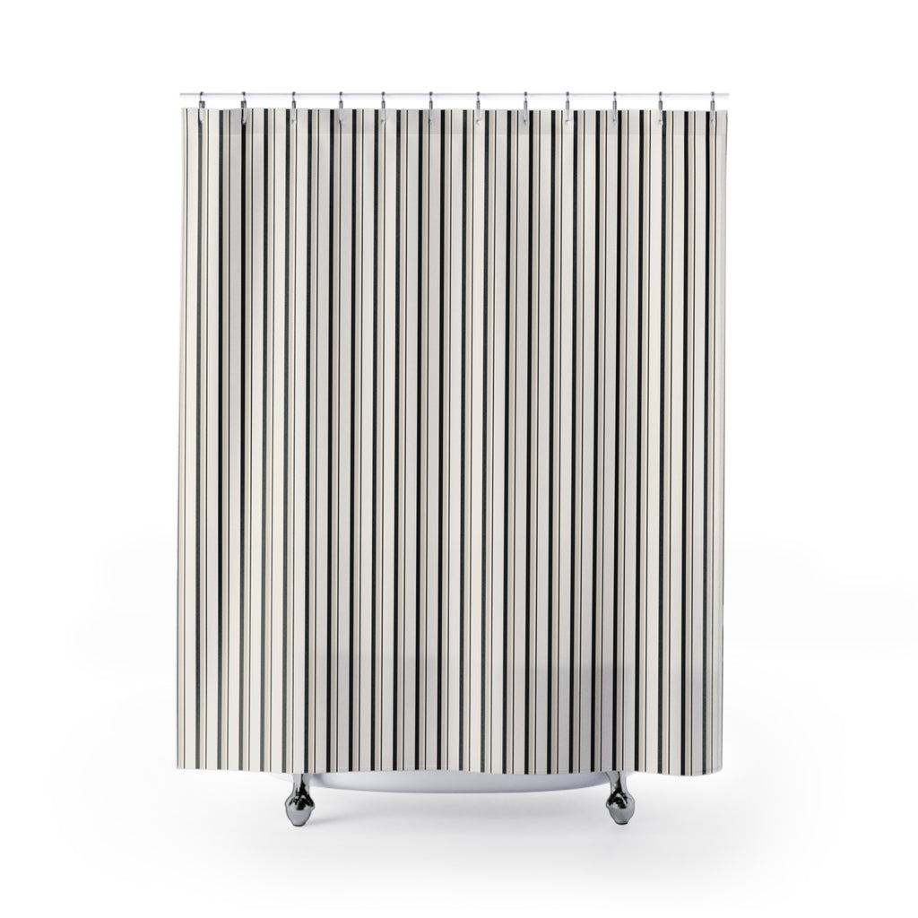 Black and Cream Bold Striped Shower Curtain