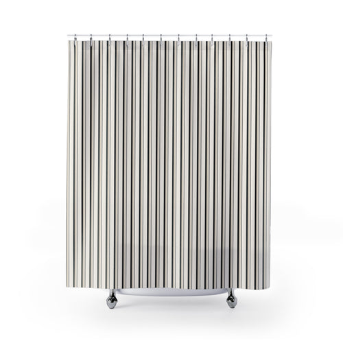 Black and Cream Bold Striped Shower Curtain