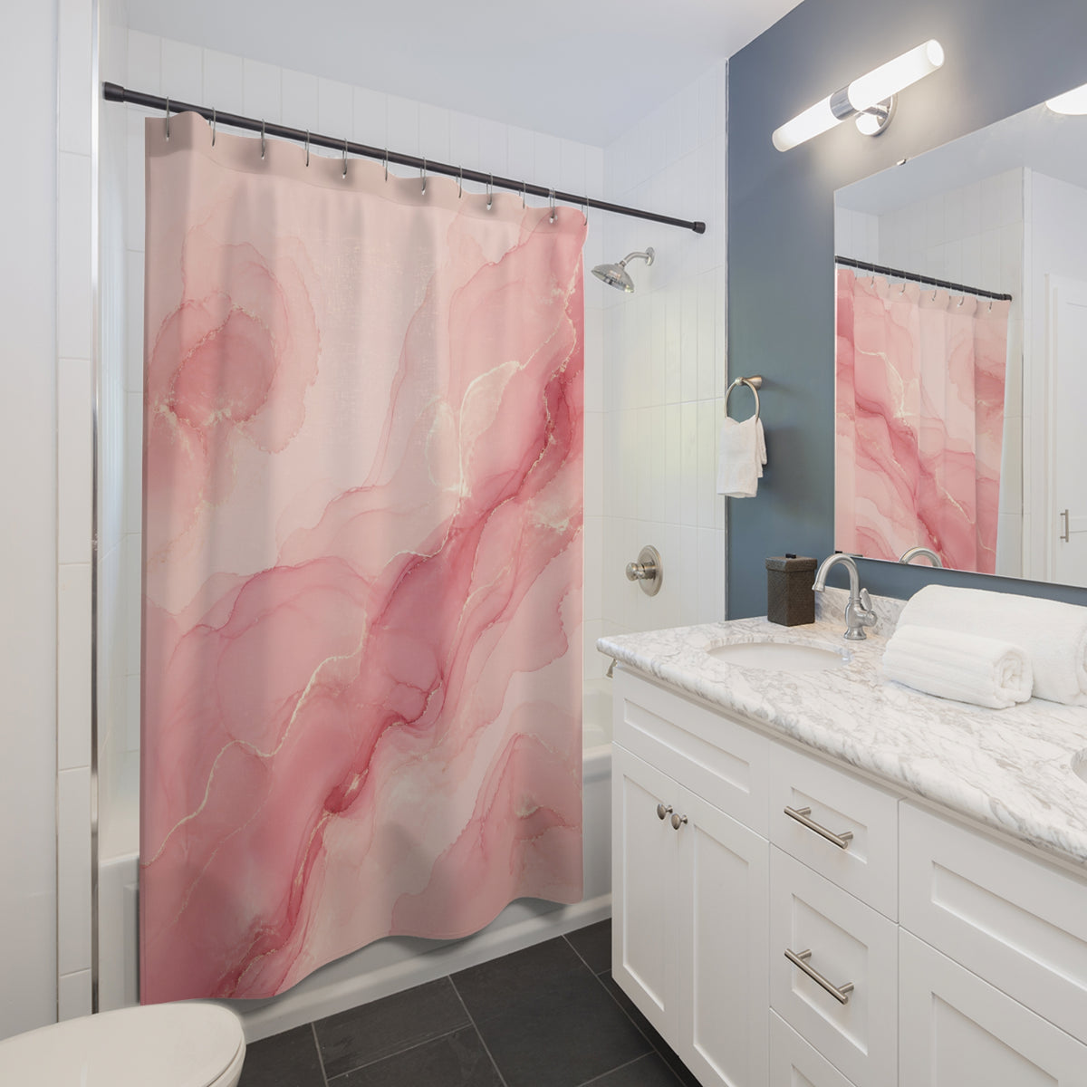 Blush Pink Fluid Abstract Art Shower Curtain