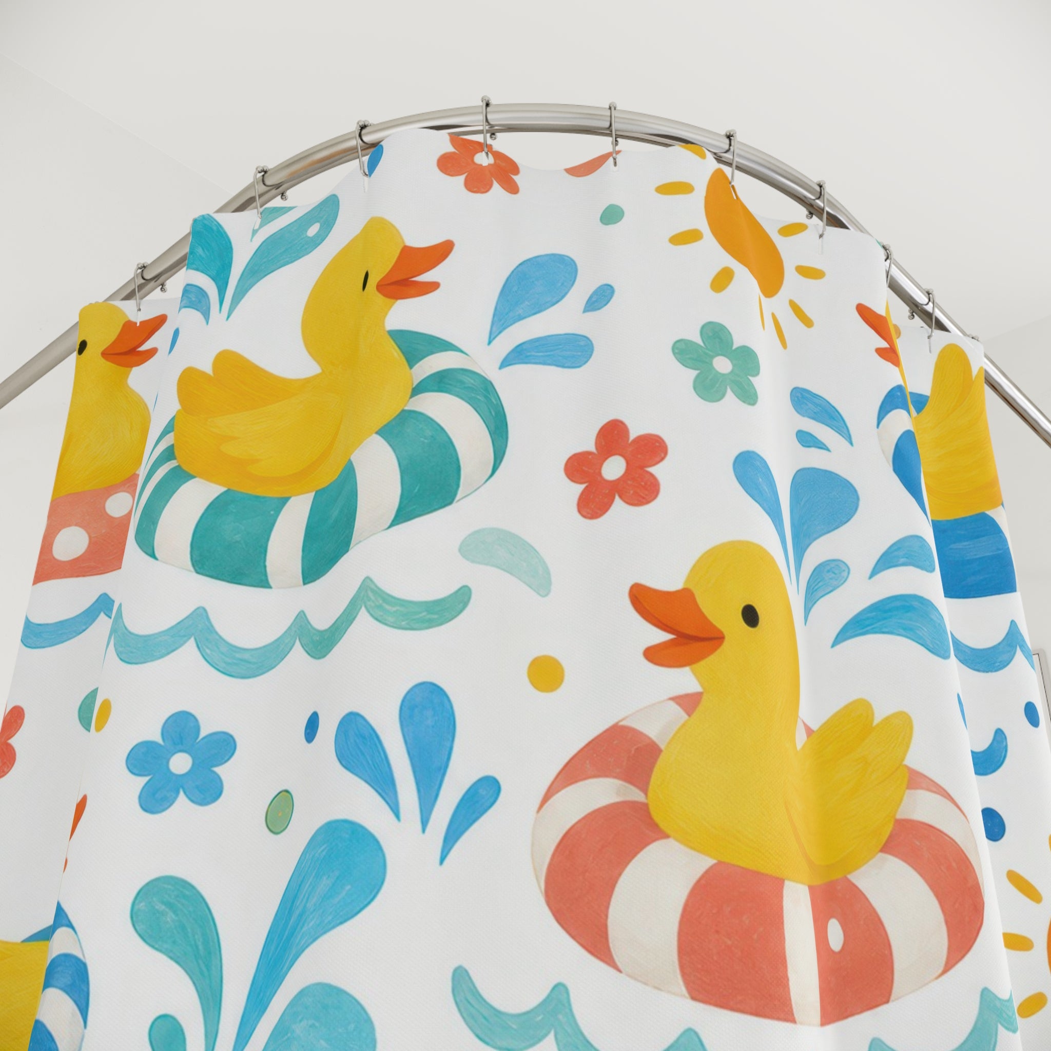 Yellow Rubber Duck Pool Shower Curtain