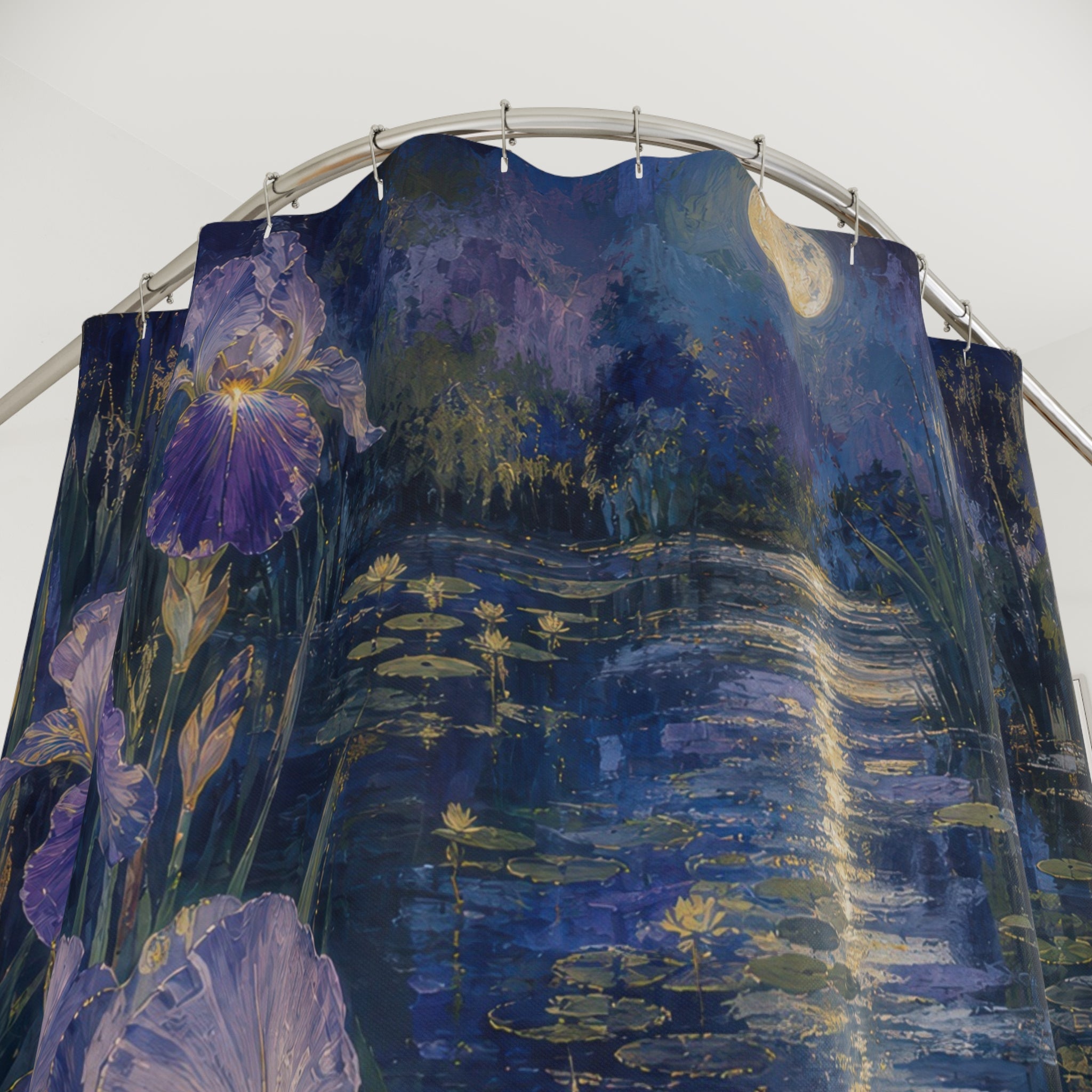 Nocturne Iris Pond Shower Curtain
