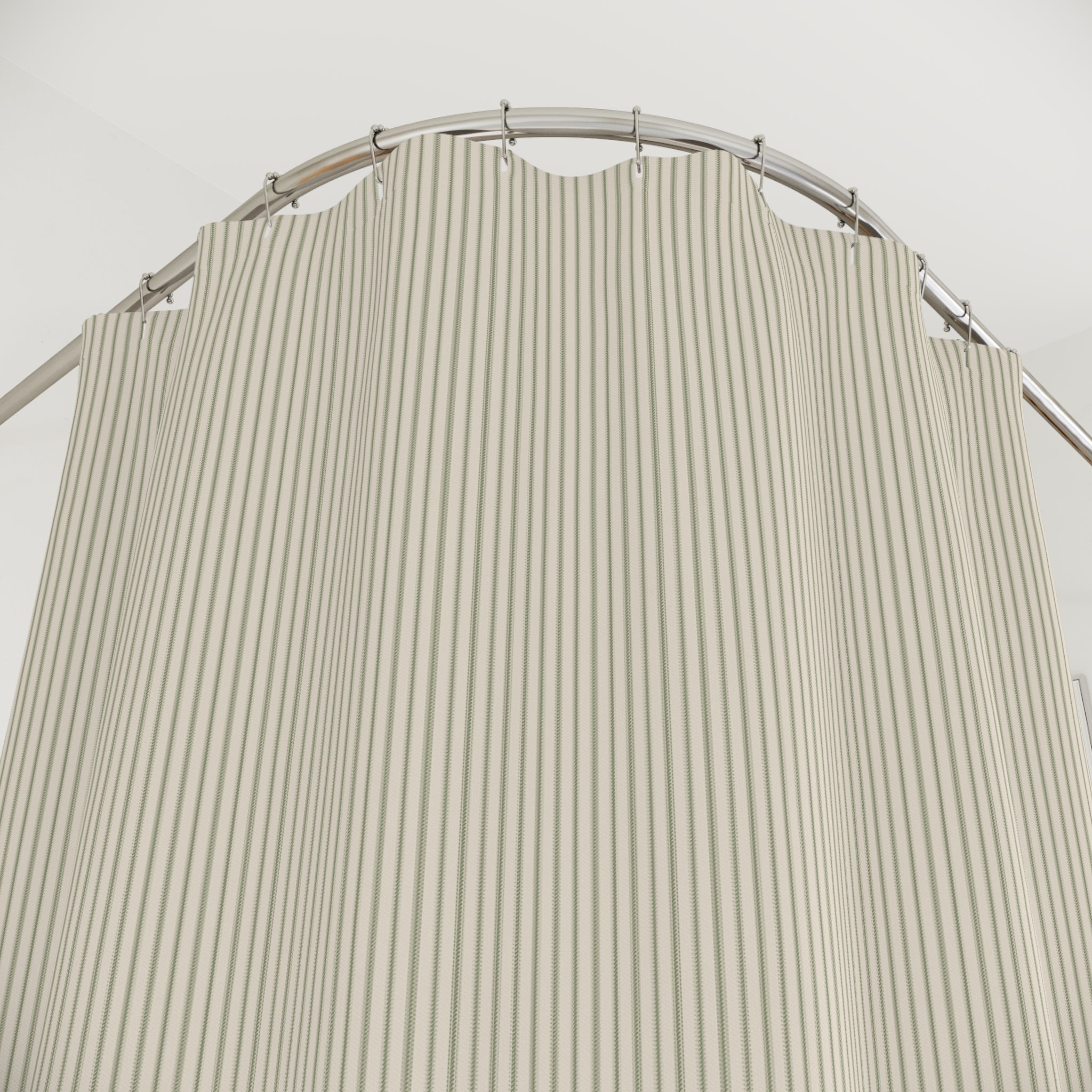 Green Ticking Stripe Shower Curtain