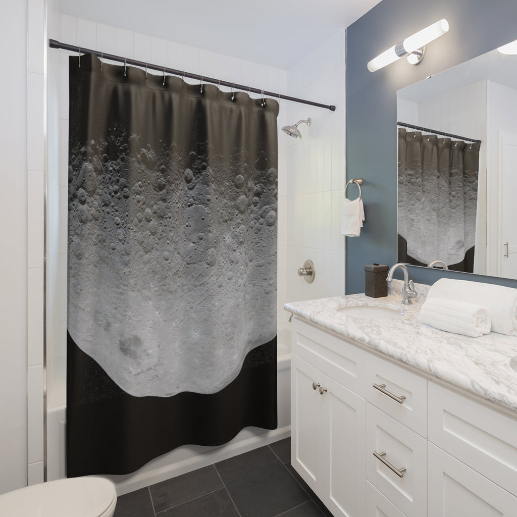 Black and Grey Moon Shower Curtain: Lunar Photo