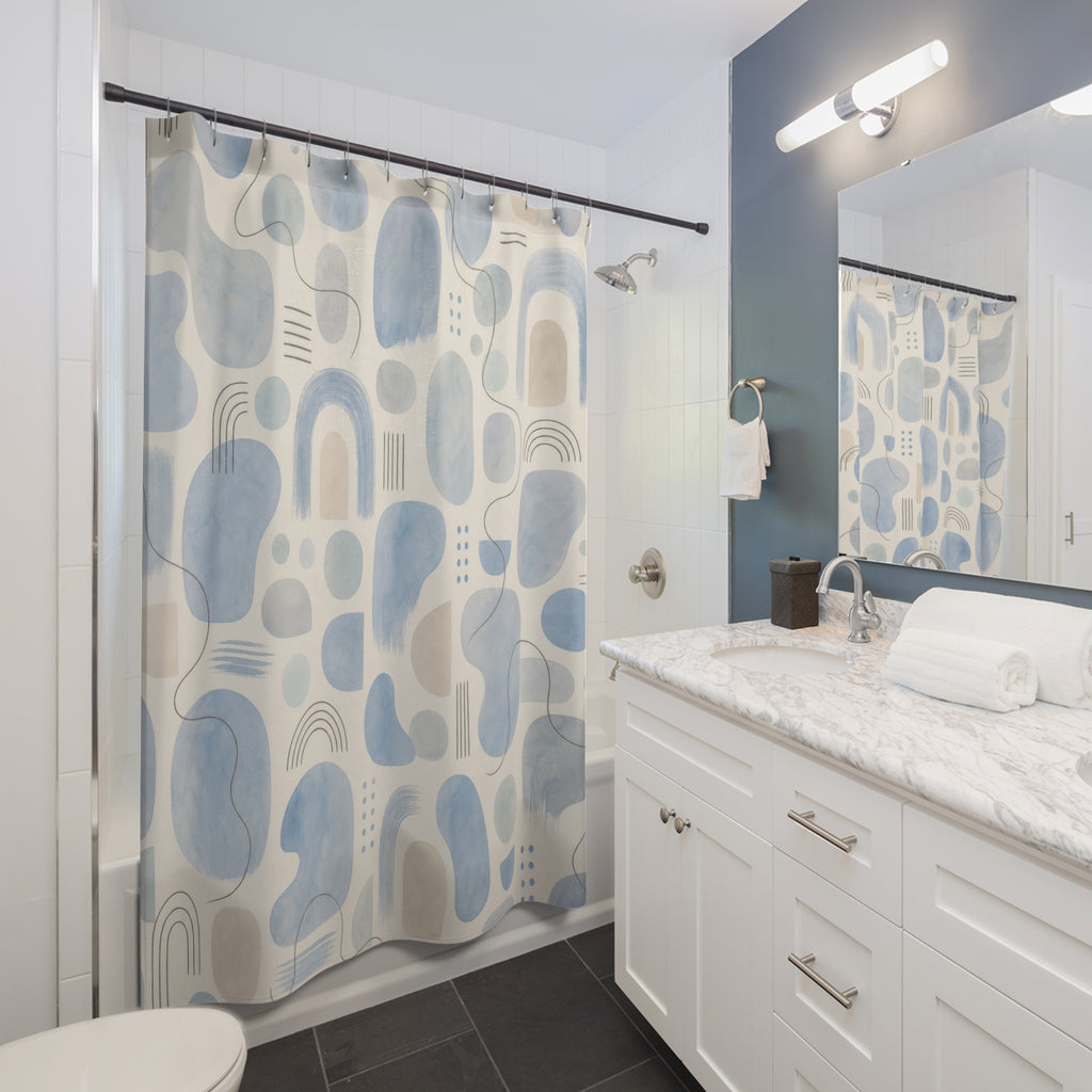 Abstract Light Blue Modern Shower Curtain