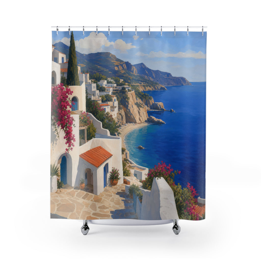 Mediterranean Cove Beachy Shower Curtain