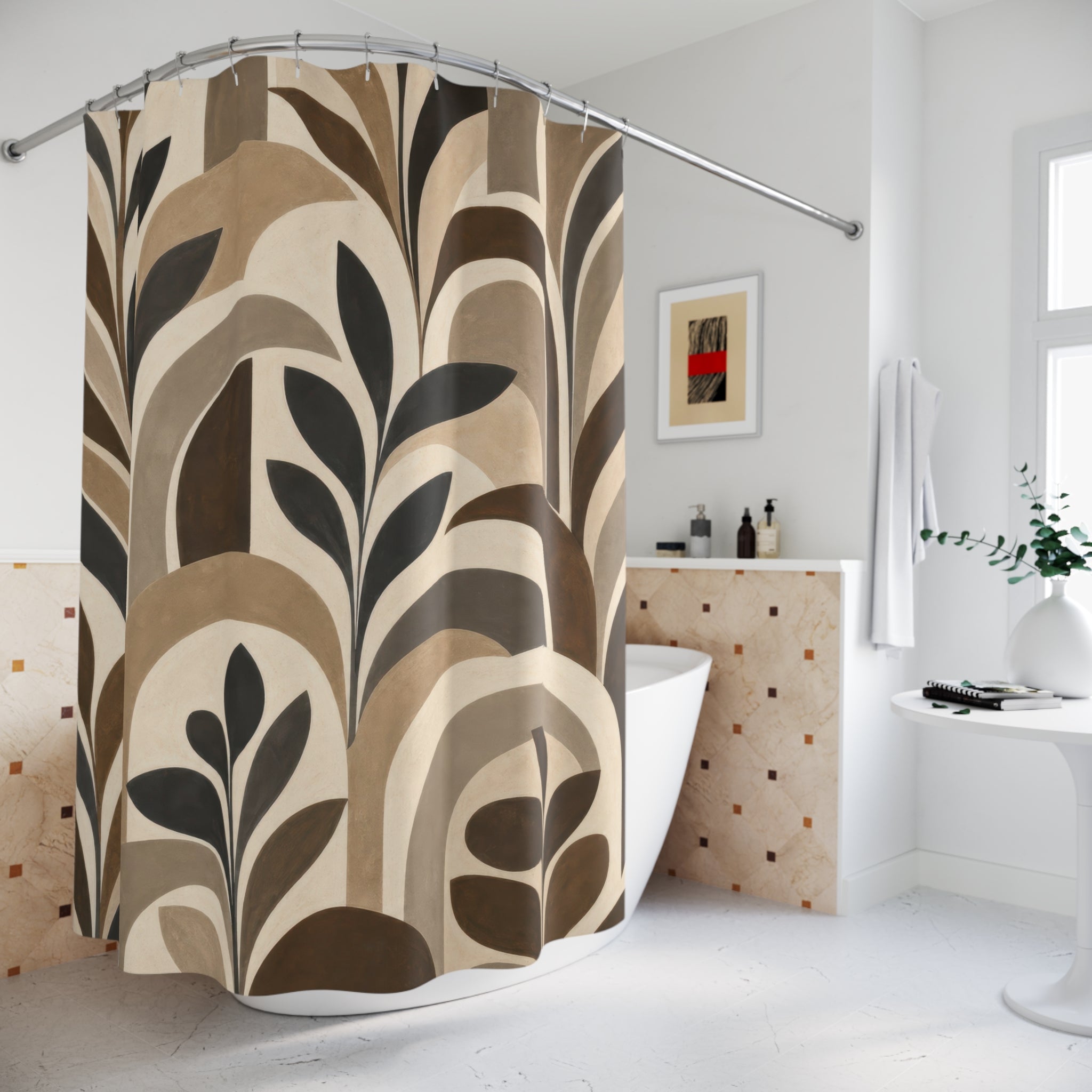 Neutral Botanical Arch Shower Curtain