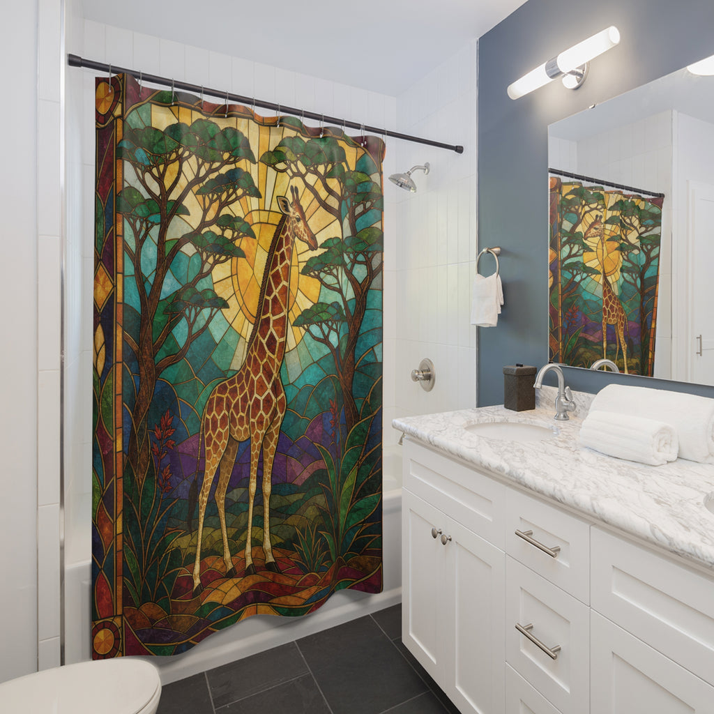 Stained Glass Giraffe Shower Curtain