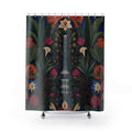 Dark Botanical Waterfall Print Shower Curtain