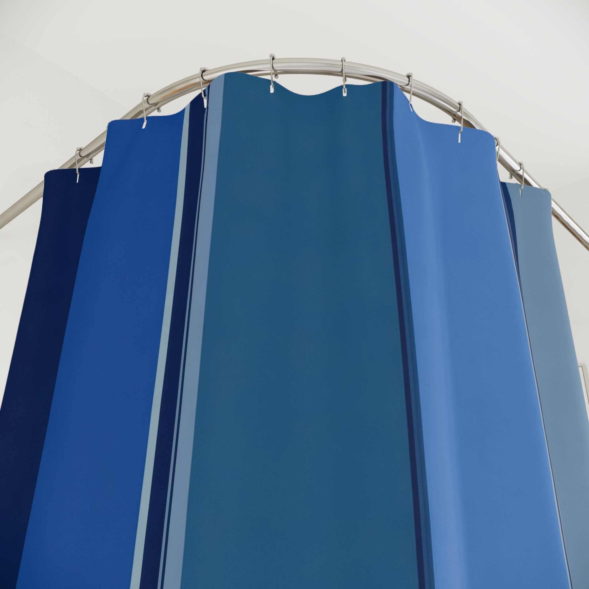 Cobalt Navy Color Block Stripe Shower Curtain