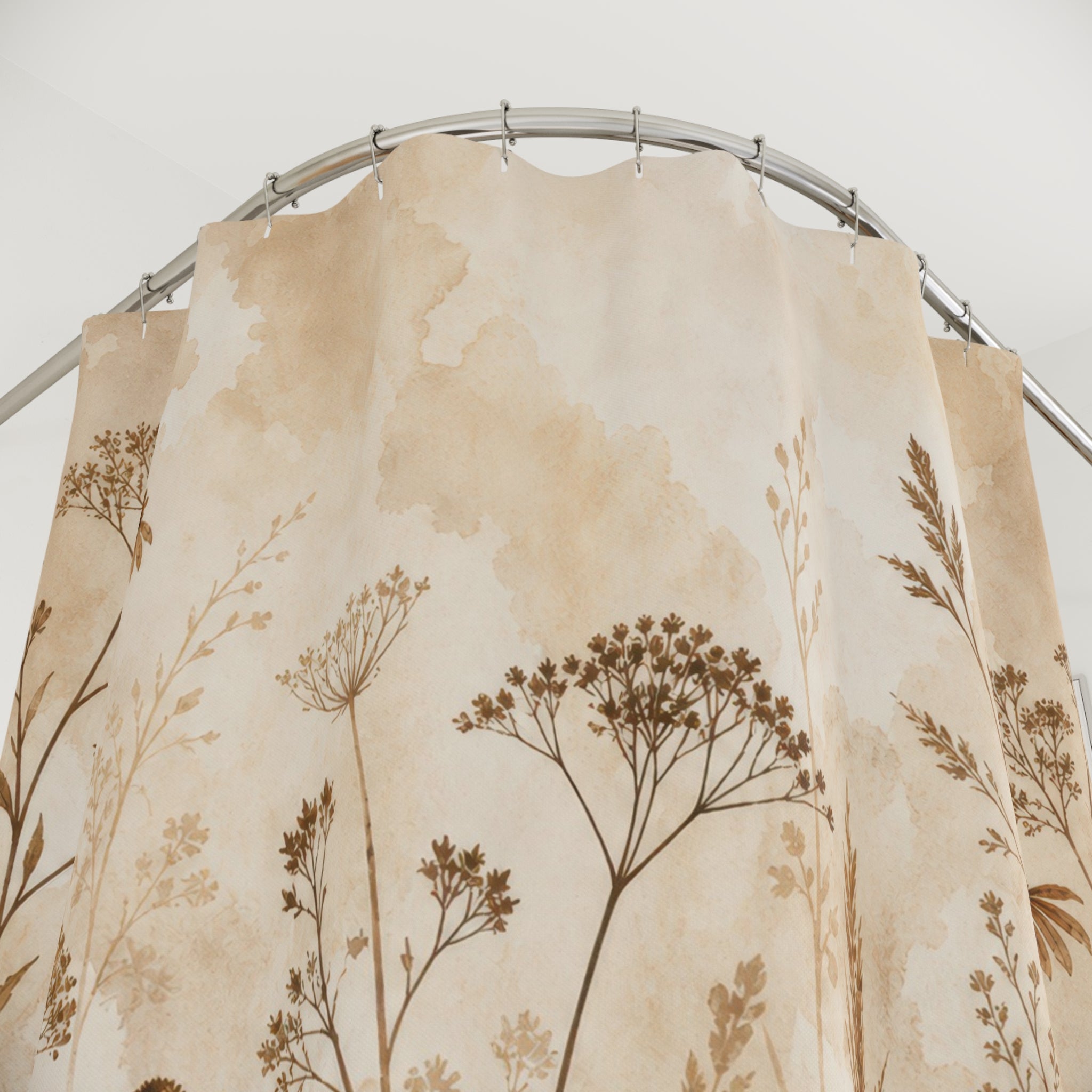 Sepia Meadow Botanical Shower Curtain