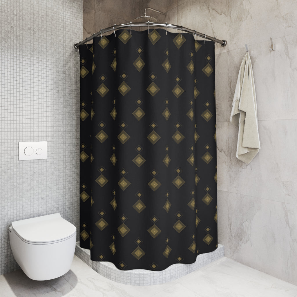 Black and Gold Art Deco Diamond Shower Curtain