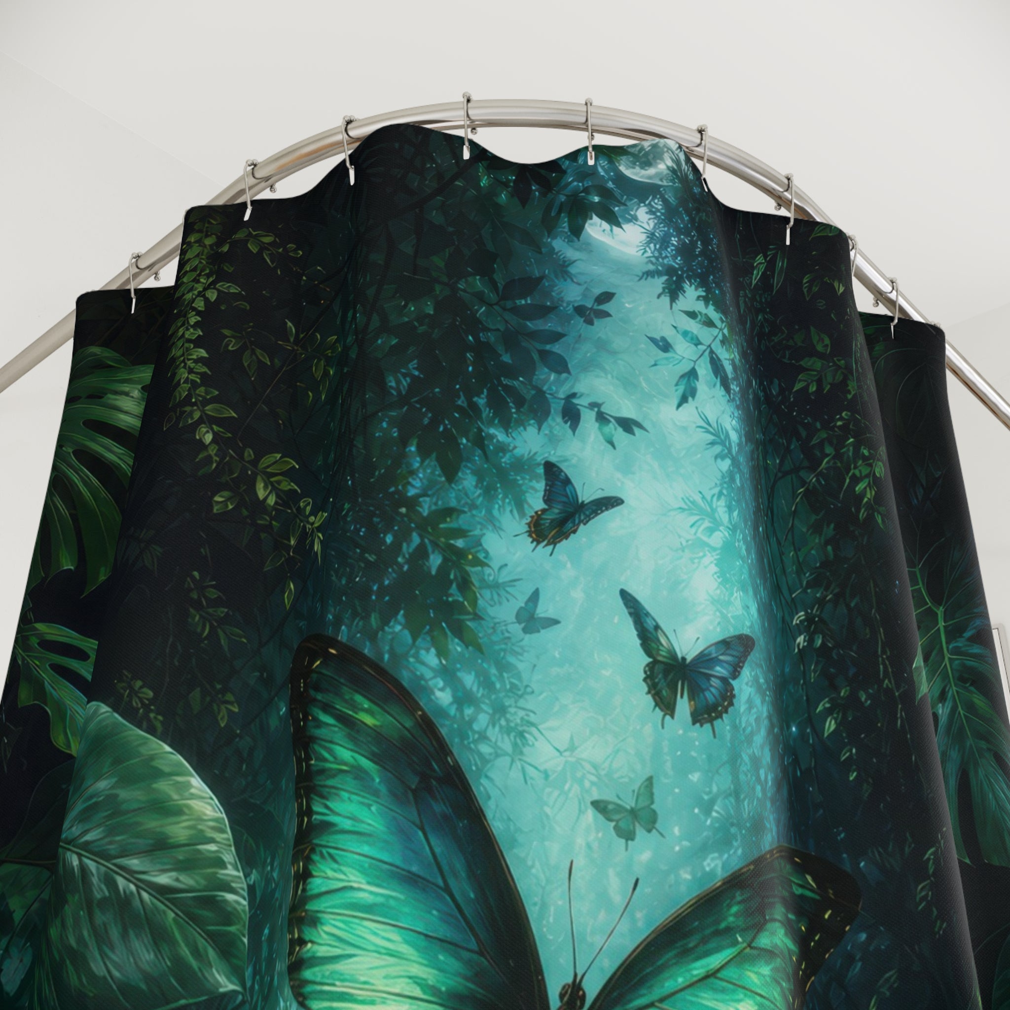 Emerald Rainforest Butterfly Shower Curtain