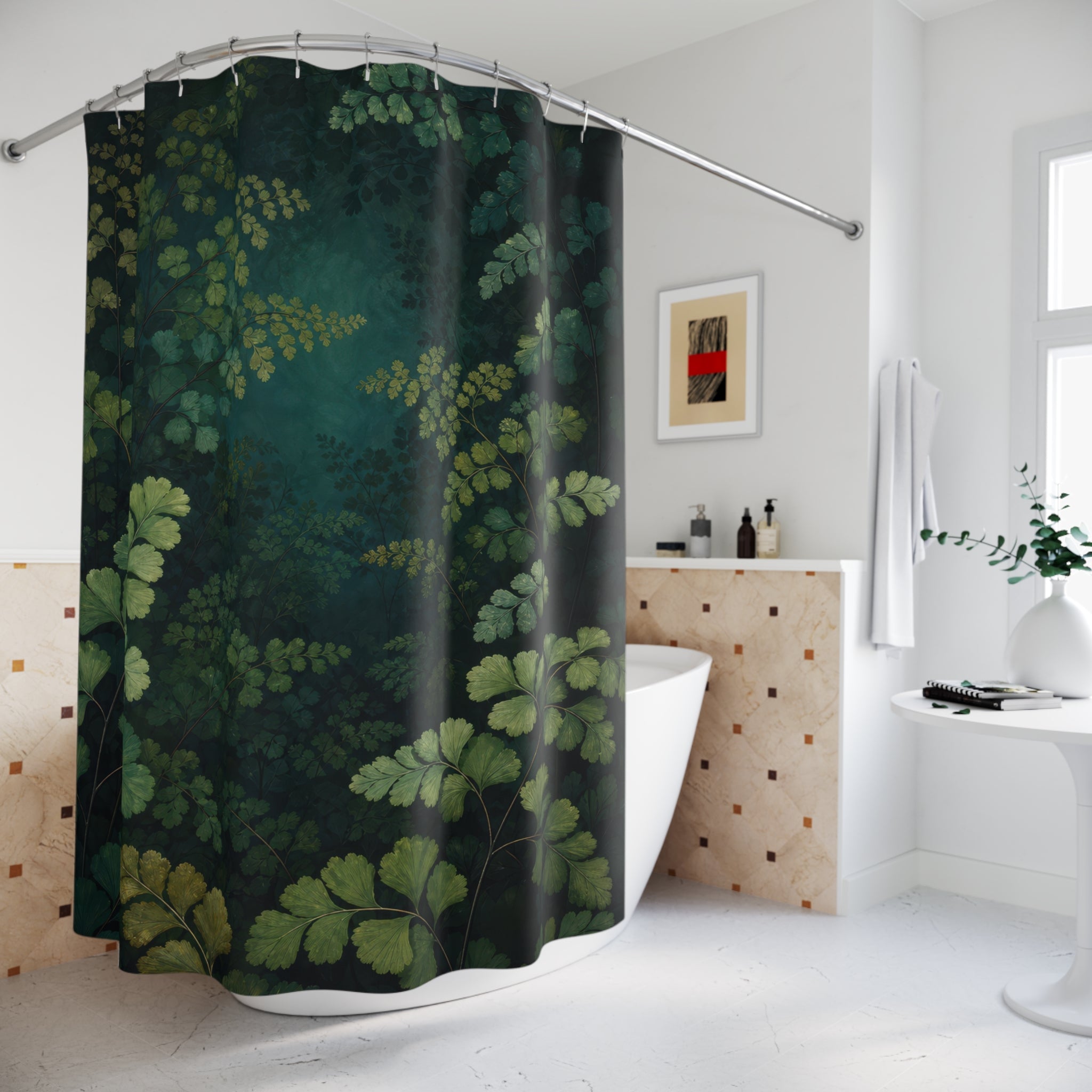 Emerald Maidenhair Fern Grotto Shower Curtain