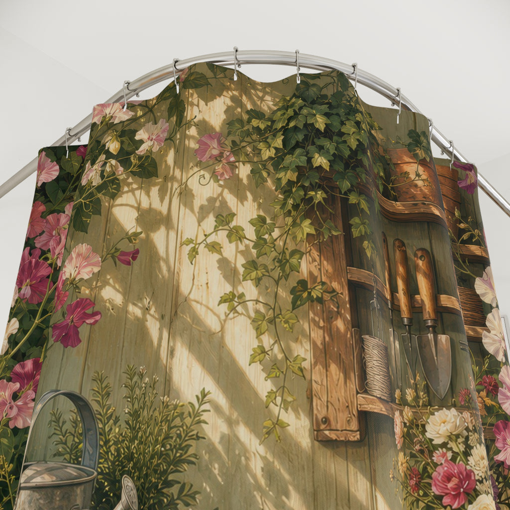 Sunlit Gardener Potting Bench Shower Curtain