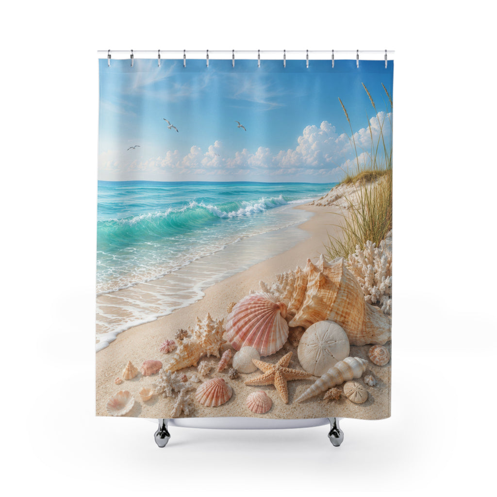 Aqua Ocean Beach Shower Curtain