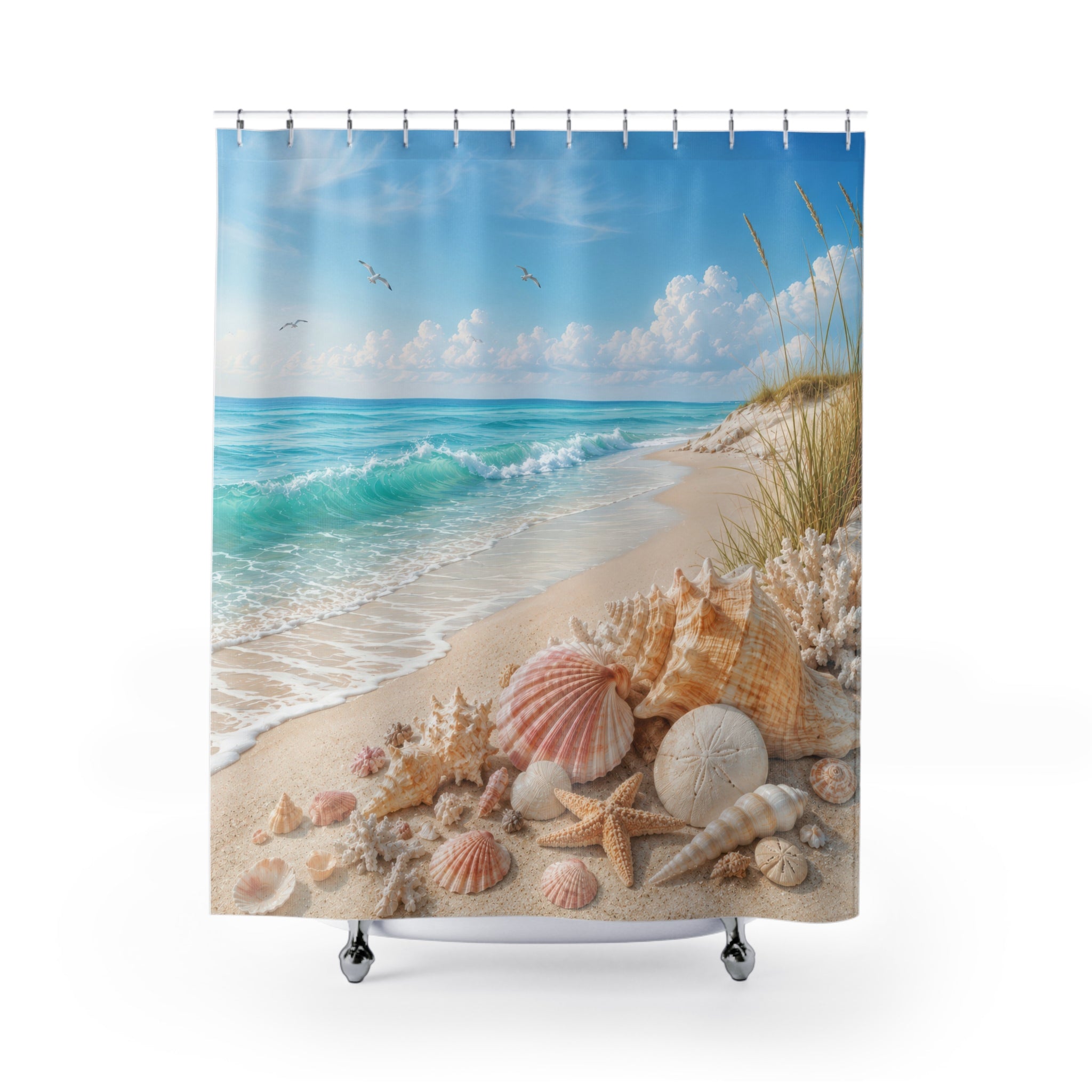 Aqua Ocean Beach Shower Curtain