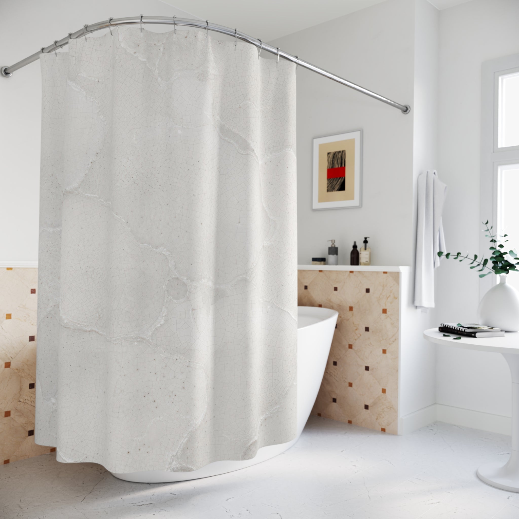 White Wabi Sabi Glaze Shower Curtain