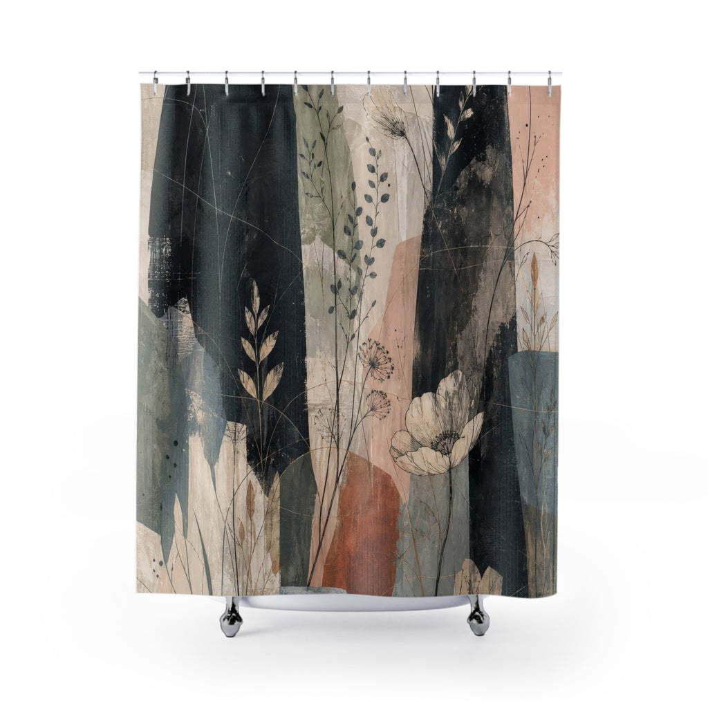 Charcoal Garden Monoliths Shower Curtain