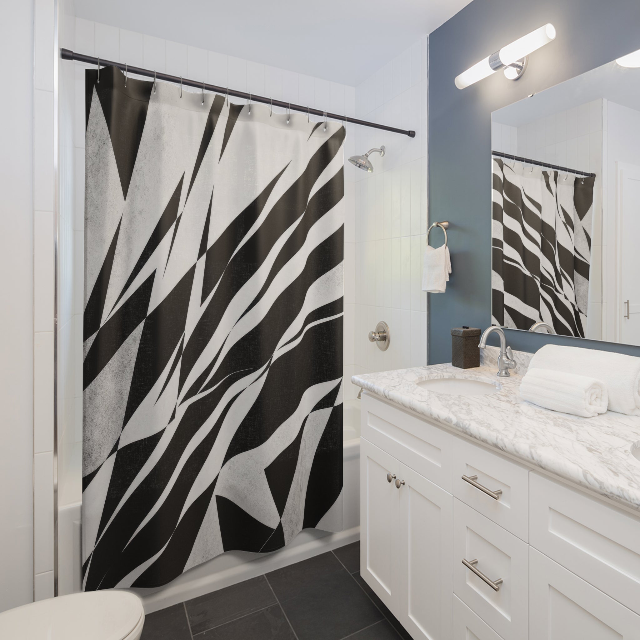Sharp Diagonal Stripe Shower Curtain