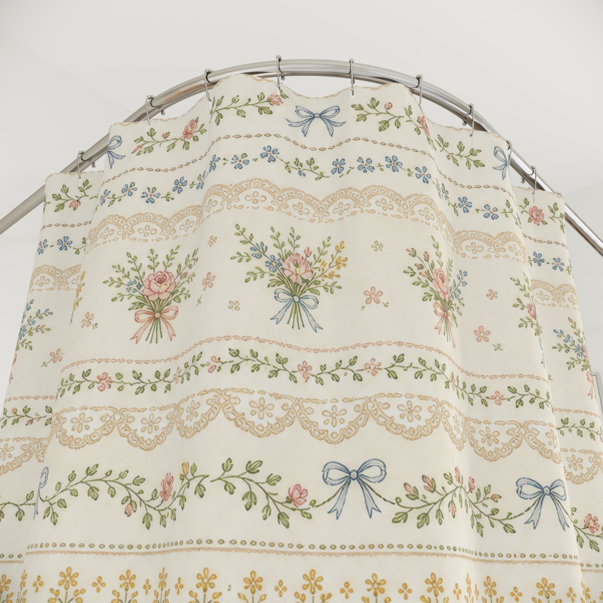 Cottagecore Farmhouse Floral Shower Curtain