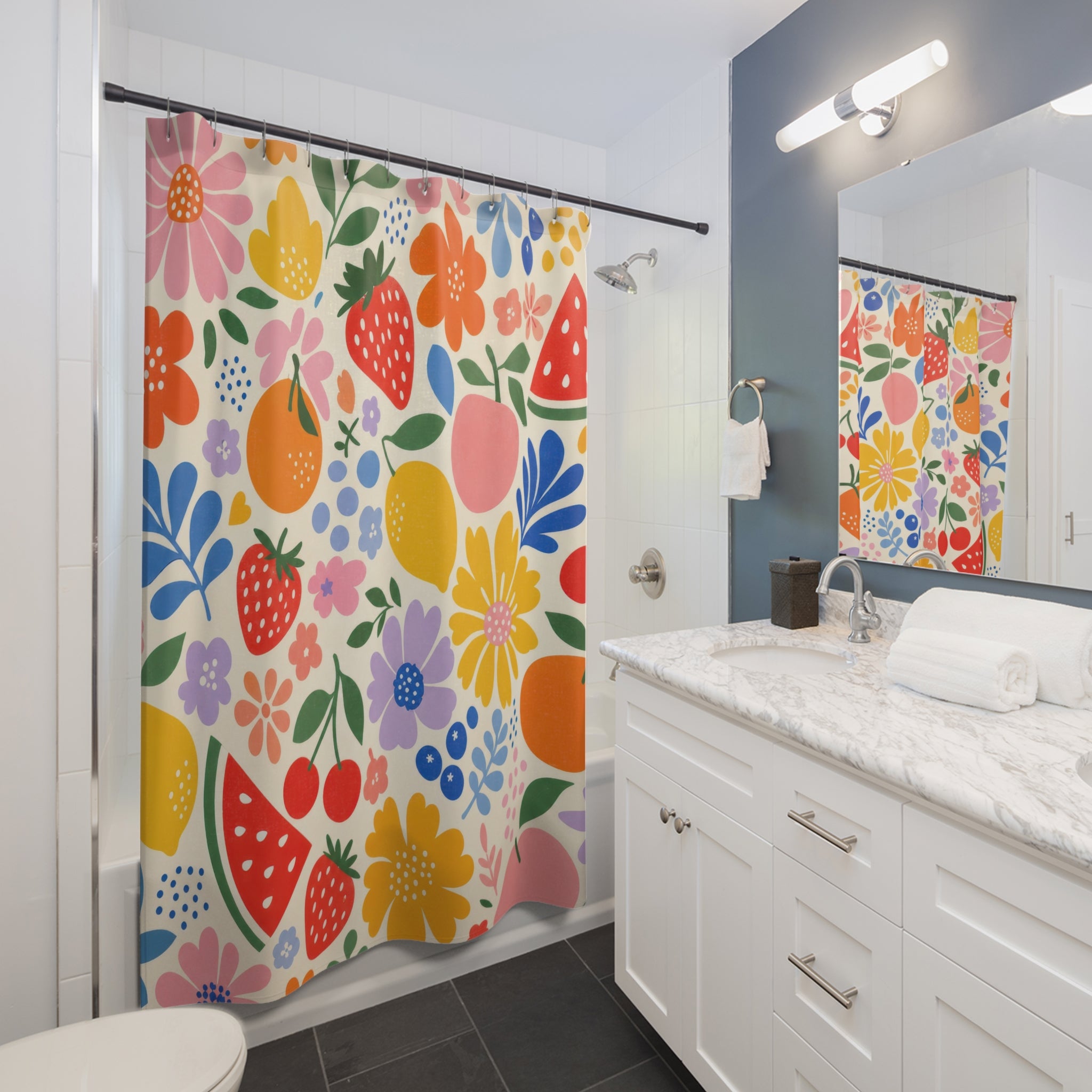 Strawberry Orange Shower Curtain