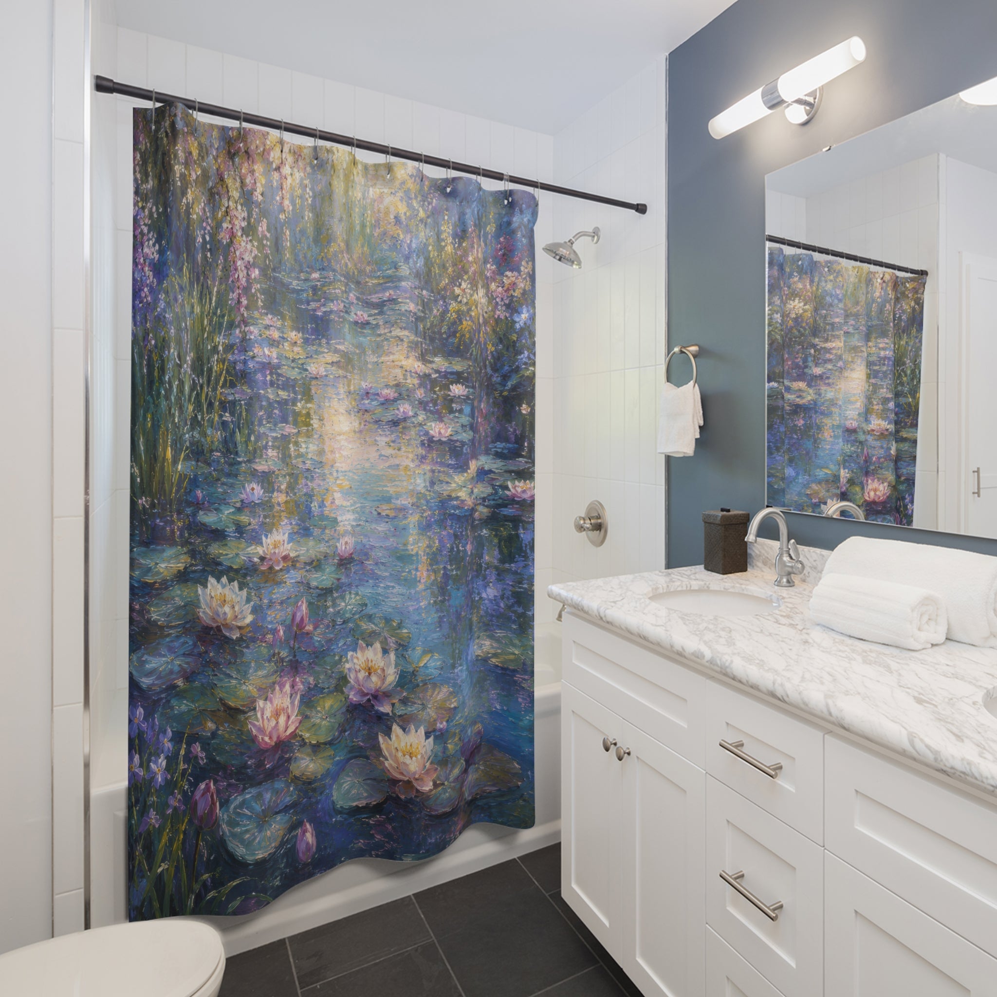 Impressionist Shower Curtain: Water Lily Pond