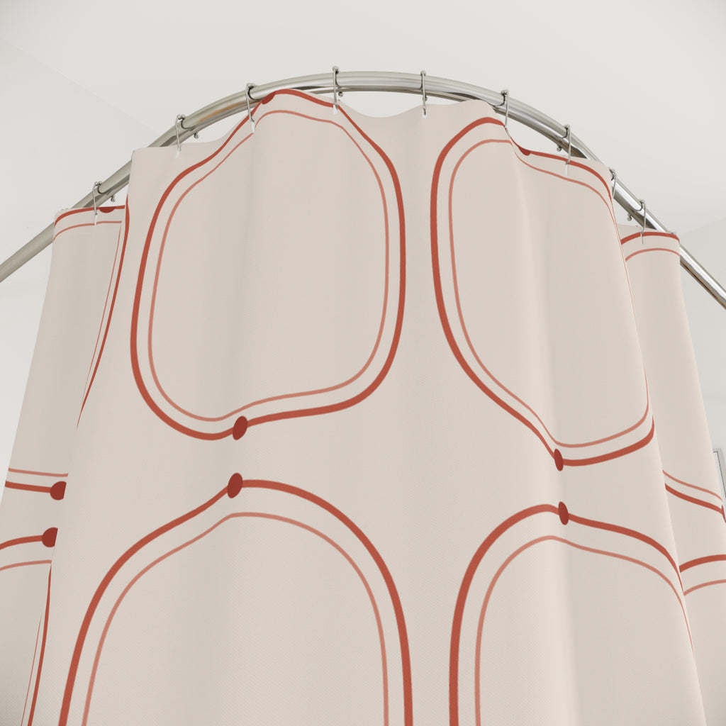 Coral and Beige Moroccan Ogee Shower Curtain