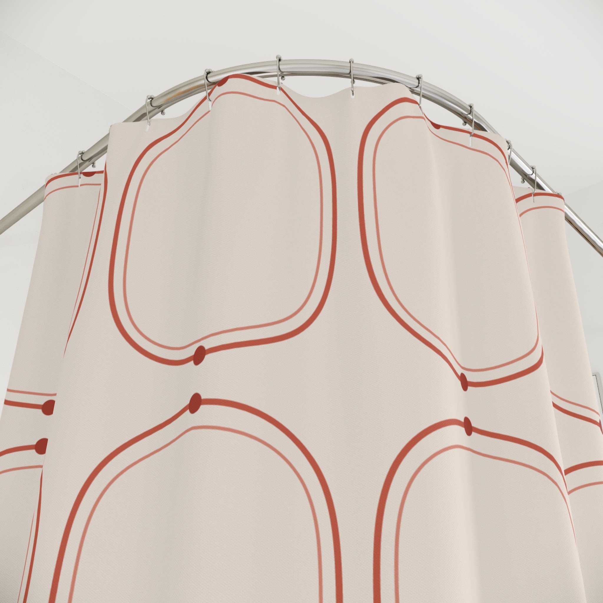 Coral and Beige Moroccan Ogee Shower Curtain