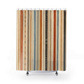 Terracotta Blue Triangle Diamond Stripe Shower Curtain