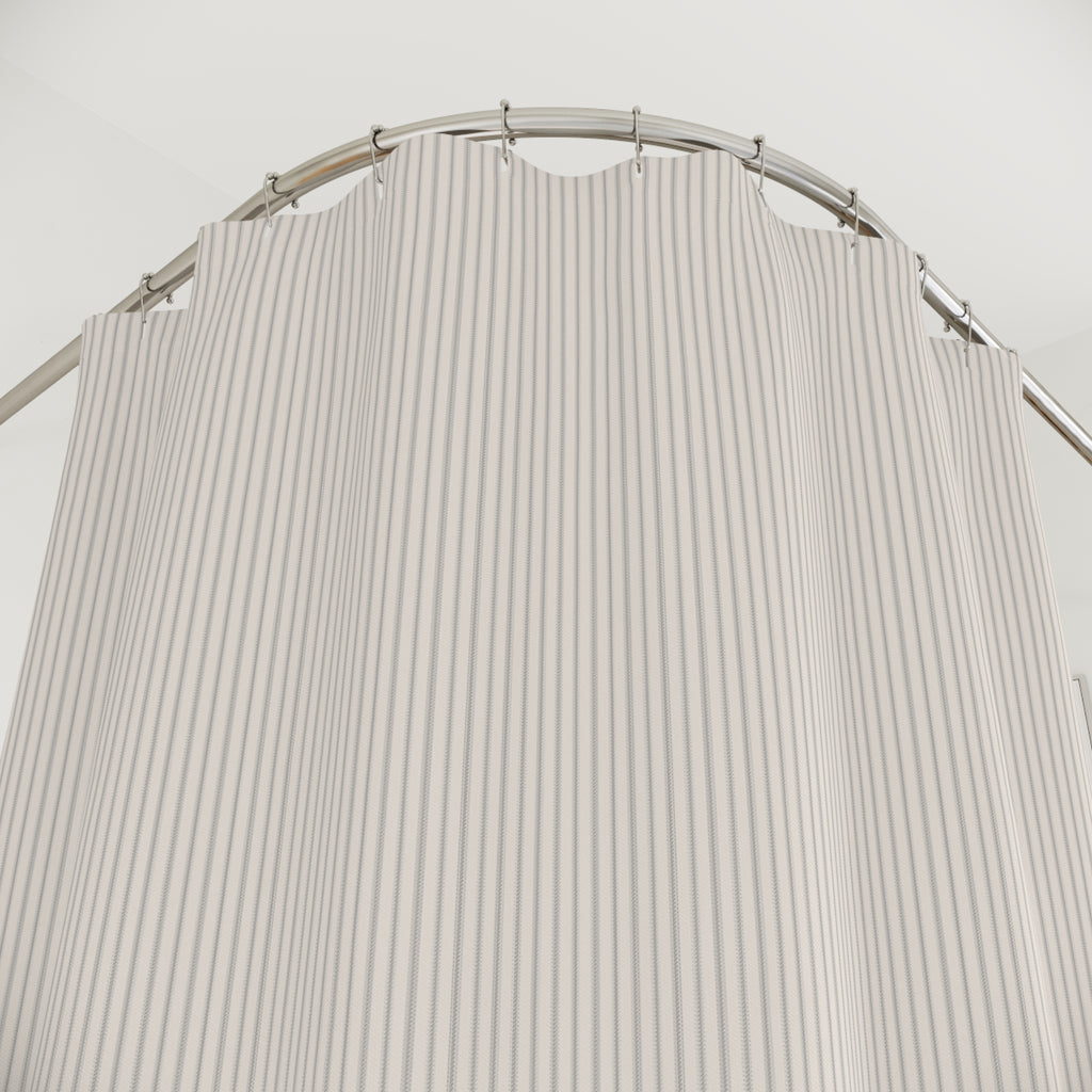 Light Grey Ticking Stripe Shower Curtain