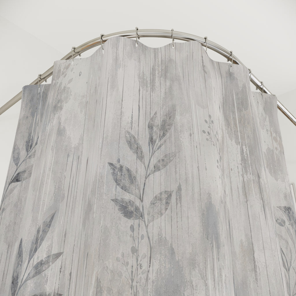 Gray Leaf Botanical Shower Curtain