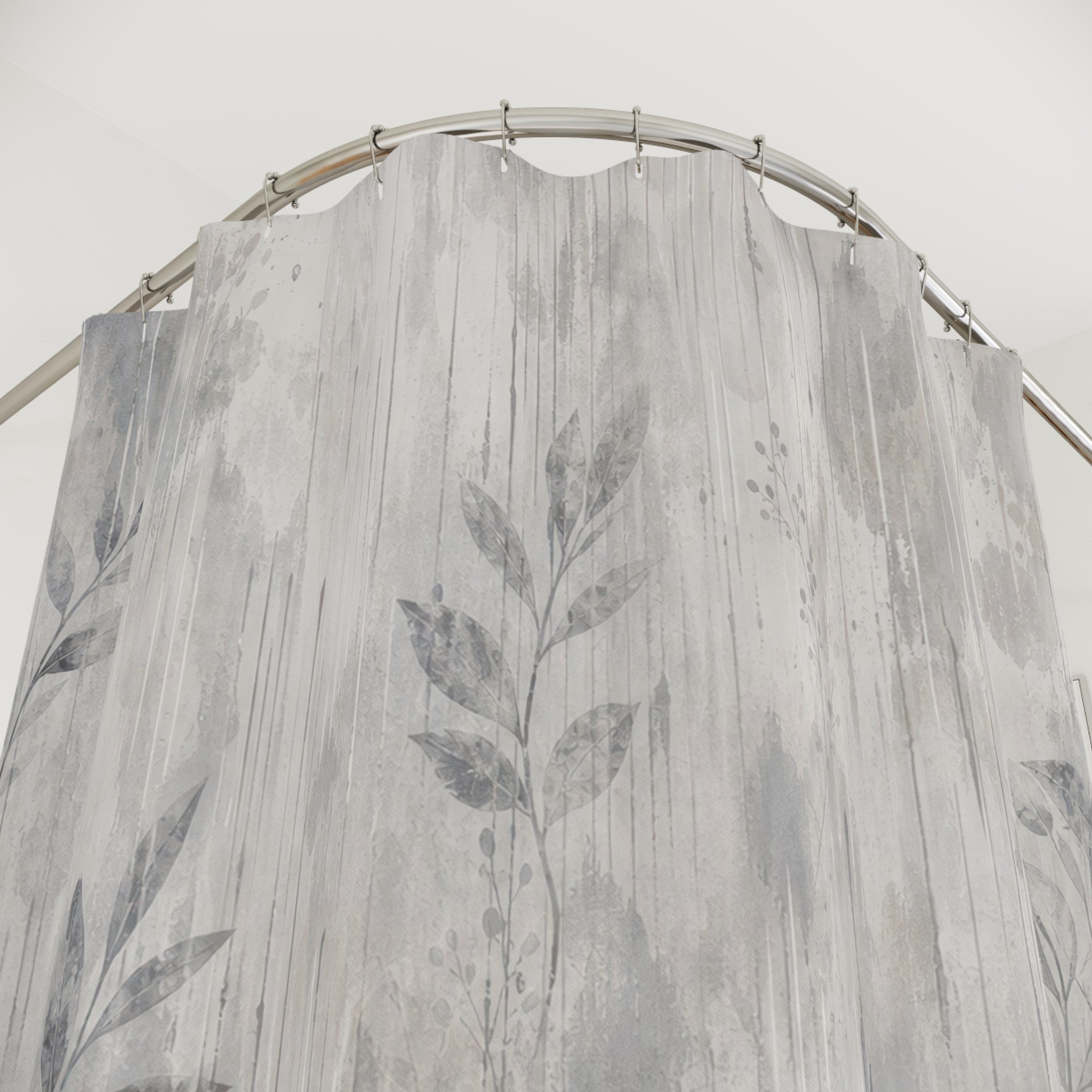 Gray Leaf Botanical Shower Curtain