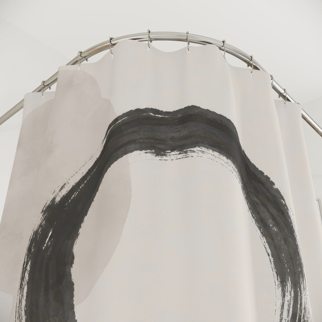 Black Ink Circle Line Art Shower Curtain