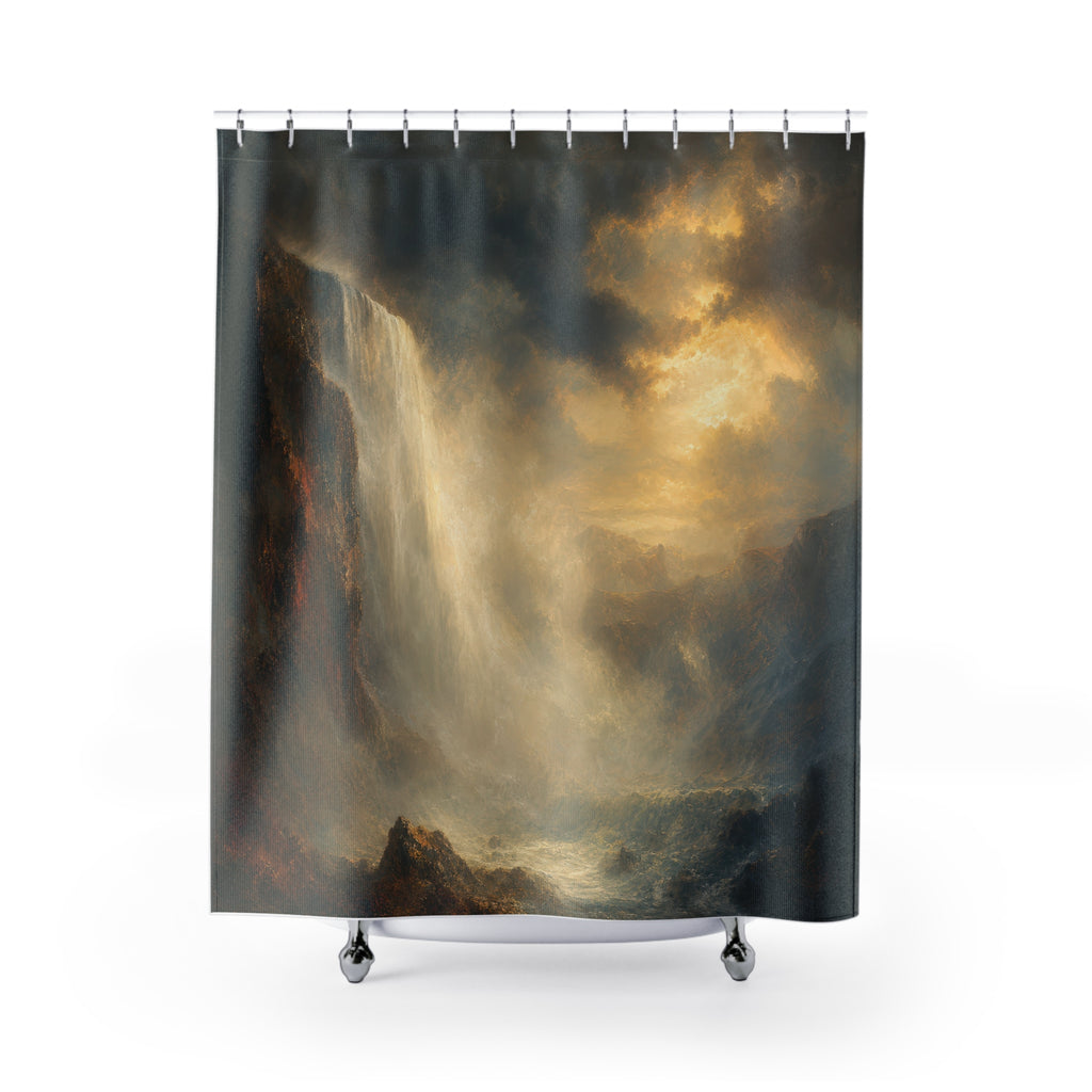 Golden Storm Landscape Print Shower Curtain