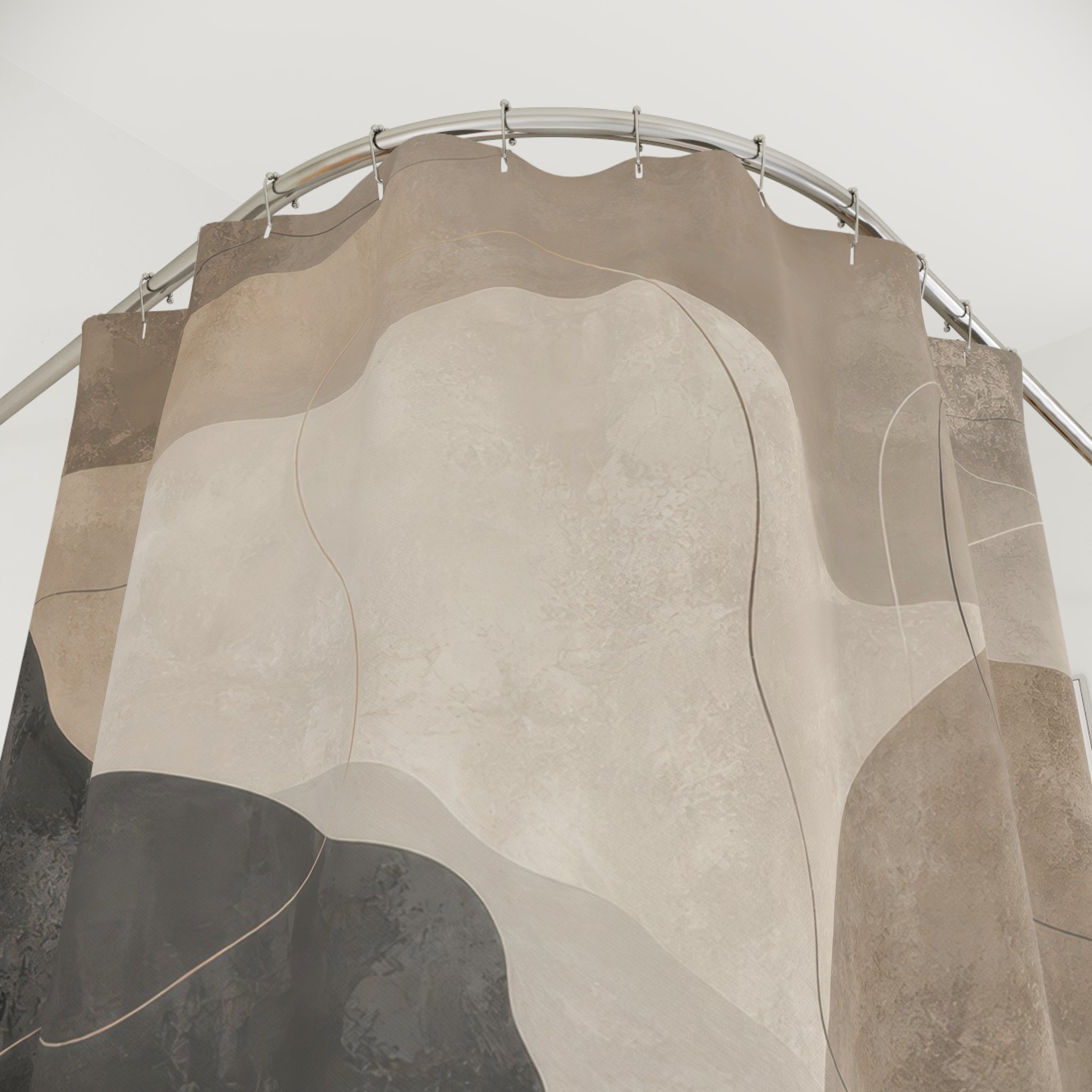 Grey and Beige Shower Curtain: Abstract Stone Watercolor