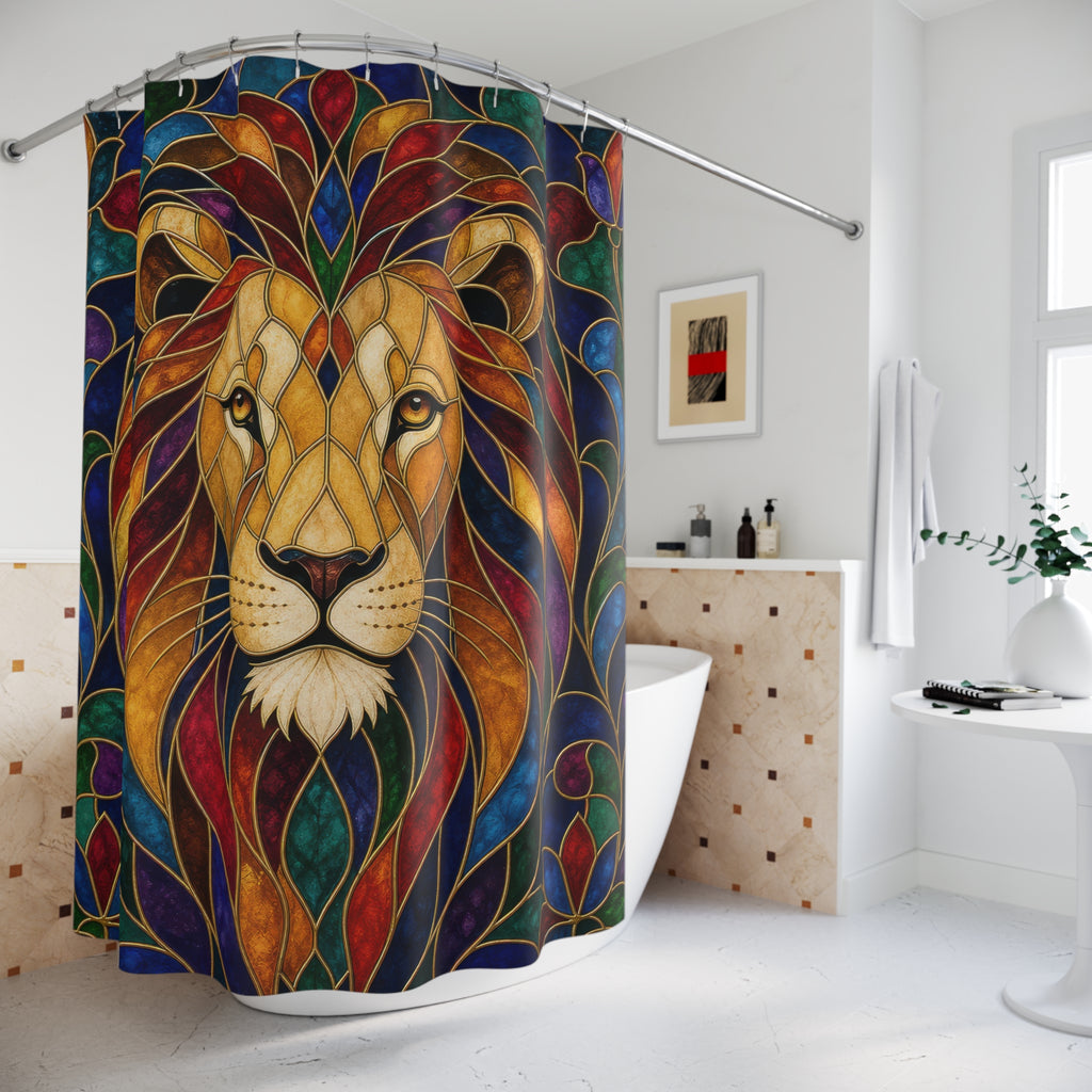Stained Glass Lion Shower Curtain