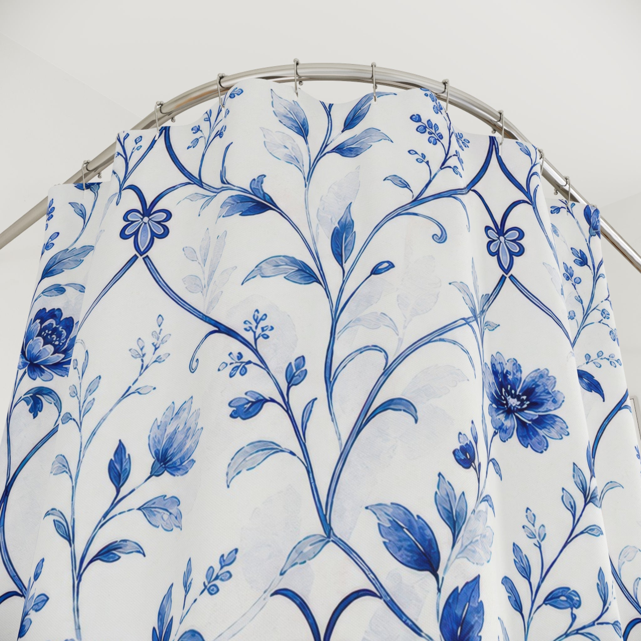 Blue Vine Floral Shower Curtain