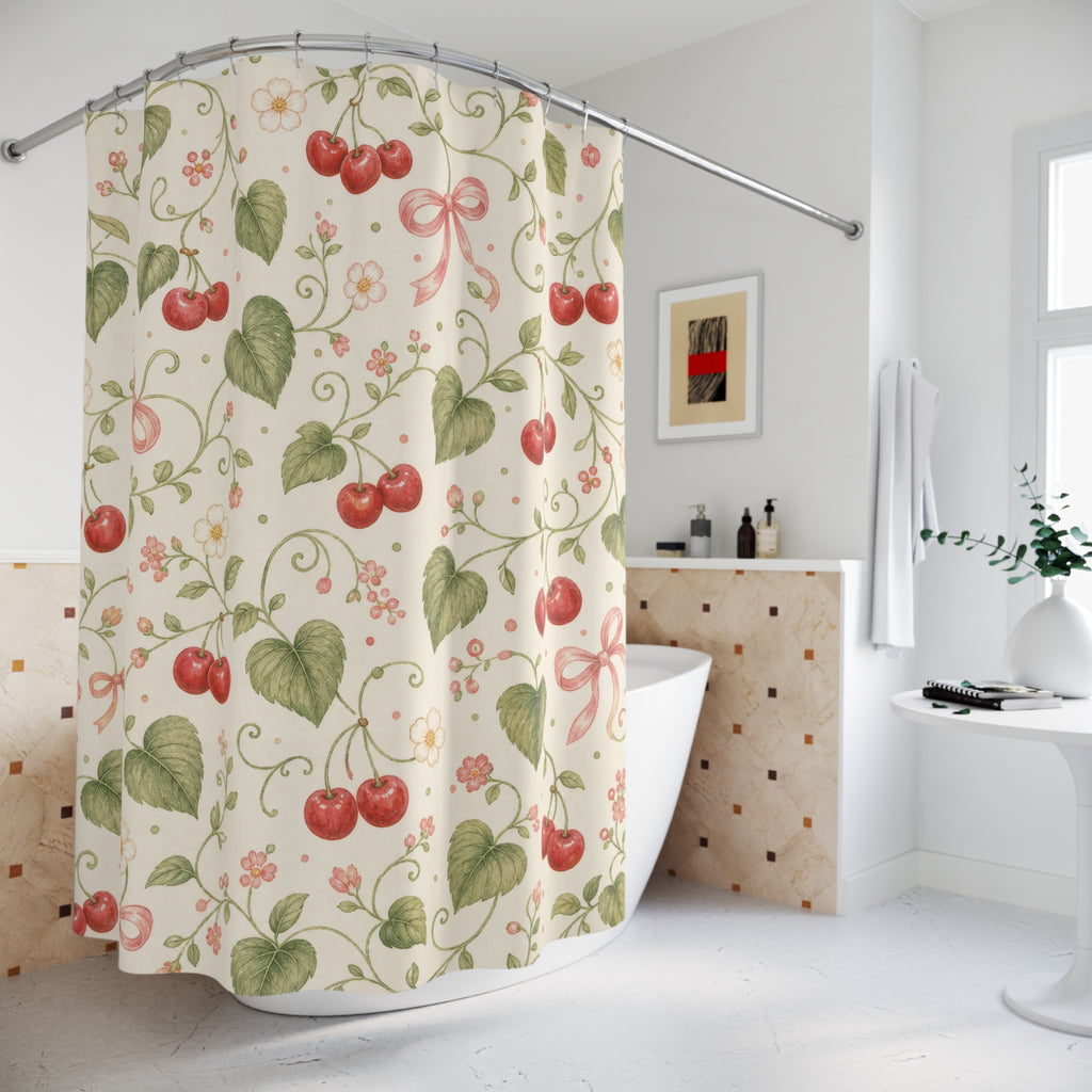 Cherry Bow Cute Shower Curtain